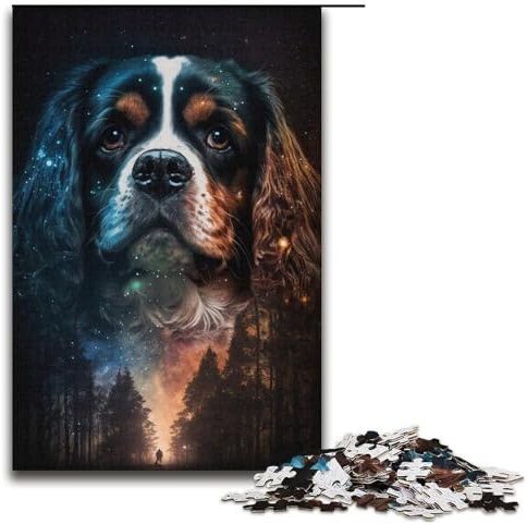 Puzzle King Charles Spaniels für Erwachsene, 1000 Teile, unmögliches Puzzle, Staycation, Zeit totzuschlagen, für Teenager ab 14 Jahren, Größe 38 x 26 cm