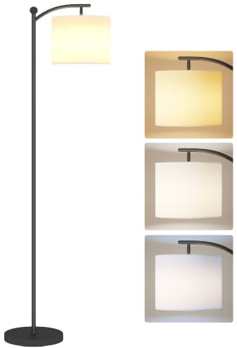 HOMCOM LED Floor Lamp Stepless Dimmable Magnetic Remote Control Black | Reading Standing Lamp, 11 Colours Temperature, 11 Brightness Levels, 60 Min Timer, Living Room, Bedroom, Office