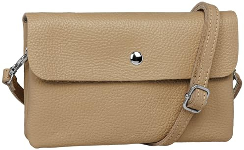 Caspar Mini Leder Umhängetasche Damen Clutch Crossbody Bag mit verstellbarem Schultergurt - CLASSIC LINE - Modell No.827 - Made in Italy