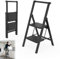 YRHome Escalera plegable de 2 peldaños con pedal ancho antideslizante y pasamanos, escalera multifuncional para el hogar, hasta 250 kg, color negro