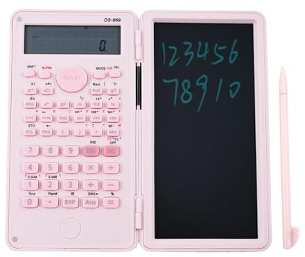 DS-869 240 Functions Scientific Calculator with Writing Pad,Dual-Function Engineering Calculator Scientific with notepad,Equipped with Electronic Pen and 10+2 Display for Students and Offices,Pink