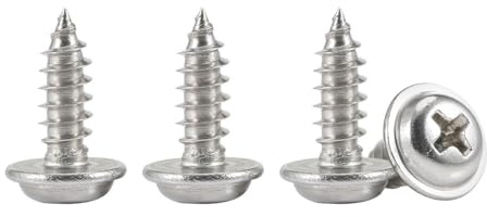 Stainless Steel Self Tapping Screws, 50pcs M5 x 16mm Phillips Pan Head Screw with Washer, 304 Stainless Steel Screws for Metal, Plastic, Wood (M5*16mm 50PCS)