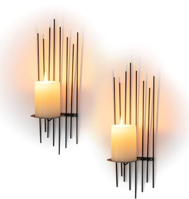 Sziqiqi Kerzenhalter Wand Schwarz Metall: Wandkerzenhalter 2er Set | Klappbare Kerzenablage, mit 4 Schrauben, für Stumpenkerzen, Wanddeko für Wohnzimmer, Schlafzimmer, Flur, Esszimmer, Kamin