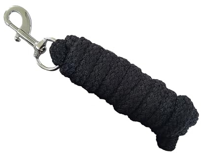 Brama-West Führstrick Pferd 2m - Robuster Strick mit silbernem Karabinerhaken - Sicheres Anbindeseil für Pferd, Pony, Esel & Stall - Schwarz (Schwarz, 1 Stück)