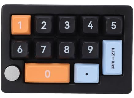 ASHATA 12 Key Mechanical Gaming Keyboard, One Handed RGB Macro Keypad with Hot Swappable Switches, Joystick Knob Controls and 12 RGB Modes, for Wins for Mac IOS (Black)