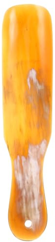 Chausse-pied Court 18cm en Corne de Bœuf, Aide-Chaussure Ergonomique | Personnes Âgées et Femmes Enceintes, Insertion Facile, Retrait Aisé des Chaussures, Couleur Khaki