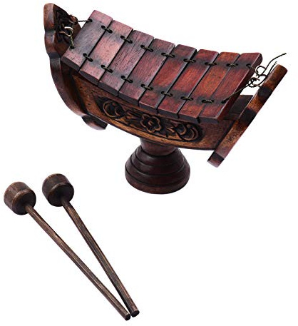 8 Noten Xylophon Teakholz Thai Traditionelles Percussion Musikinstrument Kunst Handwerk Ornament Dekoration Geschenk für Zuhause Büro mit Schlägeln