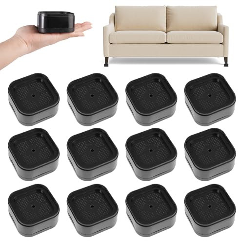 12 Stück Stapelbar Möbelerhöhung, 3,5cm Möbelfüsse Höhenversteller | Verstellbare möbelerhöhungen,quadratische Betterhöhungen,Couch Erhöhung für Waschmaschinen,Tische,Sofas und Stühle Verwendet