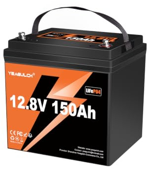 Batería LiFePO4 12V 150Ah con BMS 100A, 1920Wh, 15000 Ciclos, Batería de Litio Recargable para Almacenamiento de Energía Doméstica, Sistema Solar, Caravana, Autocaravana, Camping y Respaldo