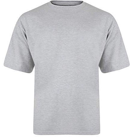 Kam Pure Cotton/Cotton Rich Plain Tee Shirt in Grey in 8XL