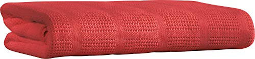 Erwin Müller Sommerdecke, leichte Baumwolldecke, Häkeldecke Trient rot Größe 150x200 cm - luftig leicht, weiche Qualität, pflegeleicht