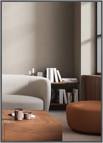 nielsen HOME Alpha Rectangular Wall Mirror - Black Oak 50x70cm - Aluminium Frame - with Hanging Set - Modern Minimalist Home Décor