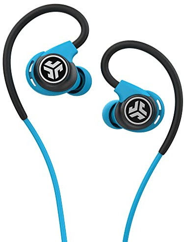 JLab Fit Sport Blau - In-Ear-Kopfhörer (Mikrofon, 3-Tasten-Fernbedienung, Schweißresistent (IPX5))