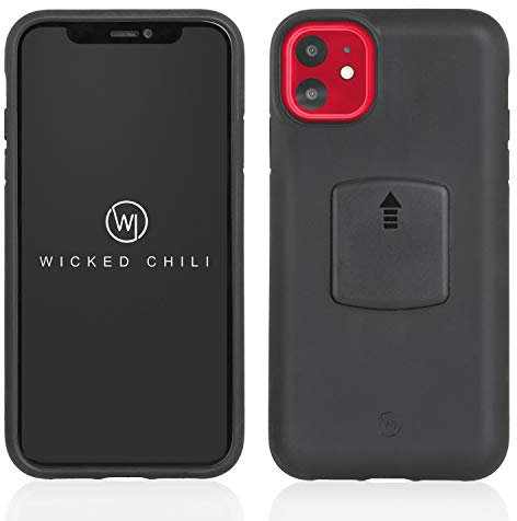 Wicked Chili QuickMOUNT Case kompatibel mit iPhone 11 (6,1 Zoll) Slim Case/Hülle/Schutzhülle geeignet für Fahrrad, Auto und Handy Smartphone Bike Halterung, schwarz