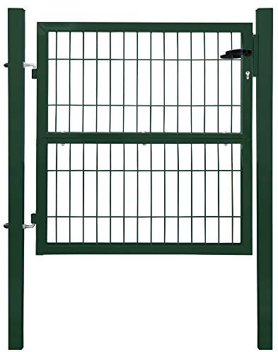 V2Aox Gartentor Tor für Gartenzaun Zaun 100 cm hoch Gartentür aus Metall für Stabmattenzaun Abschließbar inkl. Pfosten Grün