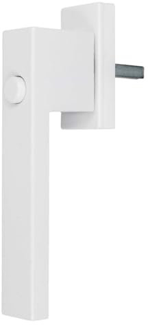 Design Aluminium Fenstergriff Dublin mit Druckknopf - pulverbeschichtet, Farbe:Weiß RAL 9016 (matt), Stiftlänge:40mm