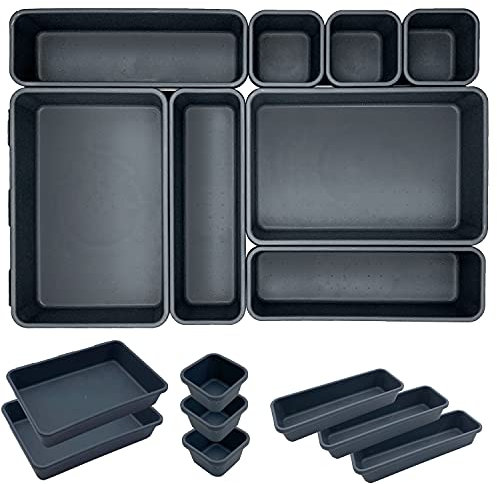 JinPhon Lot de 8 Organisateur Tiroir Bureau Cuisine Plateaux Séparateurs de Tiroir en Plastique Très Profond, Forme Universelle Garder Tiroir du Bien Rangé pour Bureau et Maison