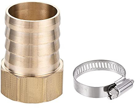 sourcing map Raccord de tuyau cannelé en laiton 32 mm cannelé x G1 femelle avec collier de serrage en acier inoxydable