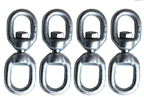 Lisaro Drehwirbel 4 Stück, Kugelgelagerter Stahl Drehwirbel, 7mm bis 200kg belastbar, Ideal für Hängesessel, Boxsack, Schwenkgrill, Hängestühle Yoga Veranda Sitz, 360° Swivel Haken, Wetterbeständig.