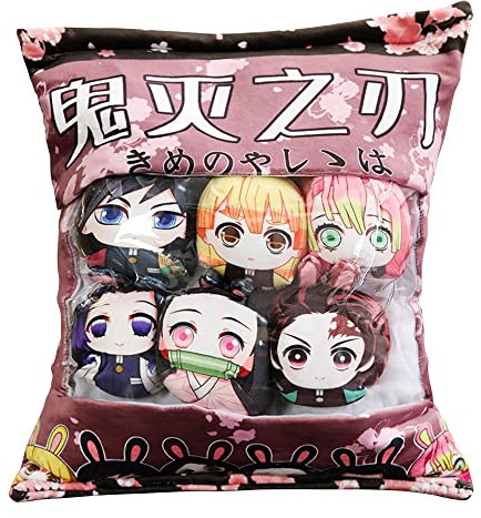 Zhongkaihua Anime Plushies Kawaii Snack Kissen Kamado Tanjirou, Kamado Nezuko, Agatsuma Zenitsu, Kochou Shinobu, Tomioka Giyuu, Kanroji Mitsuri Figur, Plüsch-Set, Geschenke für Teenager, Mädchen,