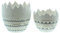FRANK FLECHTWAREN Pflanzer Style, 2er Set, Moderne Osterdeko aus Porzellan, glänzend weiß lackiert mit grafischen Mustern in Schwarz und Gold, Maße: Ø 11 x 8 cm, Ø 12 x 11 cm