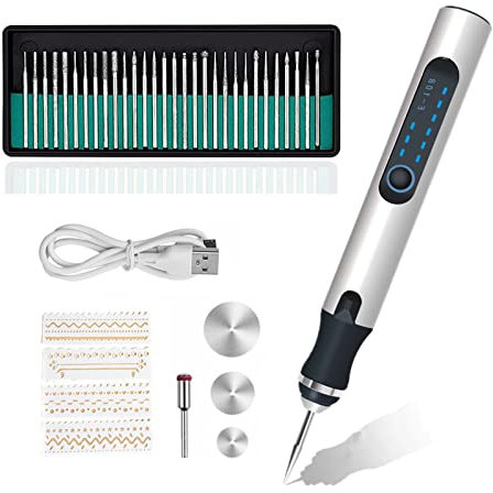 Elektrischer Gravierstift Gravierwerkzeugsatz Micro Gravierer Einstellbare Geschwindigkeit mini gravierstift mit Bits für DIY Schmuck Diamant Glas Holz Metall
