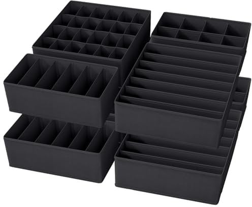 Yucch 8 Stück Unterwäsche Organizer, Faltbare Stoffboxen Schrank Organizer, Schubladen Ordnungssystem Zur Aufbewahrung von Unterwäsche, Unterhosen, Socken und Krawatten (Schwarz)