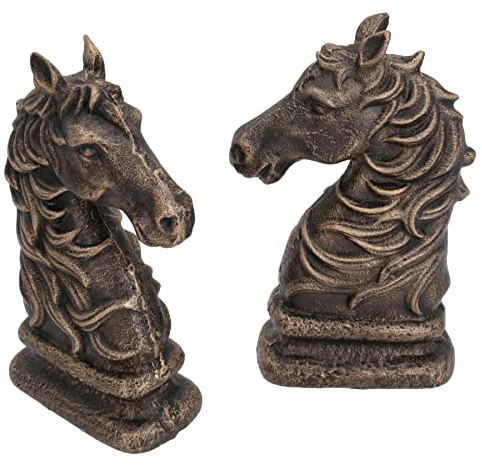 Horse Head Bust Bookends Ornament Figurine Cast Iron Book Ends Stand Holder