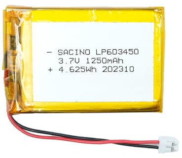 603450 3,7 Volt Akku 1200 mAh LIPO Maße: L 50 mm B 34 mm T 6 mm wiederaufladbar JST PH2.0 Stecker Schutzplatine