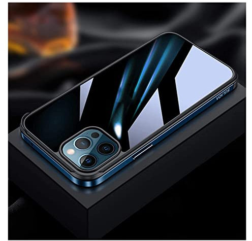 CYSUE Coque transparente pour iPhone 12 Pro Max, fine et transparente en verre trempé arrière cadre en métal anti-rayures antichoc coque de protection pour iPhone 12 Pro Max 6,7 pouces (couleur :