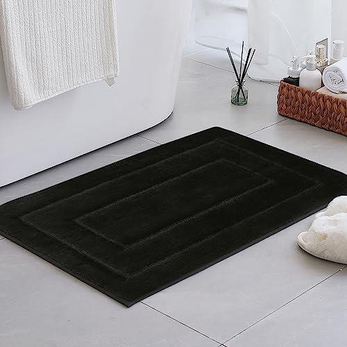 GRANNY SAYS Bathroom Mat 50 x 80 cm, Shaggy Bath Mat Black, Non-Slip Bath Matt, Extra Soft and Absorbent Bathmat for Floor, Microfiber Thick Bathroom Rugs, Machine Washable Bath Mats and Rugs Décor