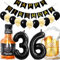 Conruich Geburtstagsdeko 36 Jahre Mann Frau, Luftballon 36. Geburtstag Deko Mann, Folienballon Zahl 36 Schwarz, Helium Ballon Whiskey Bierglas für 36. Geburtstag Manner Party Dekoration