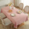 meioro Rechteckige Tischdecke Volltonfarbe Tischwäsche Quaste Tischdecken Baumwolle Leinen Tablecloth Tischtuch Geeignet für Home Küche Dekoration(Rot,90×90cm)