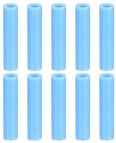 sourcing map 10 puntas de popote de silicona, cubiertas de popote de metal, puntas de pajitas suaves reutilizables para pajitas de acero inoxidable de 6 mm de diámetro exterior, azul cielo