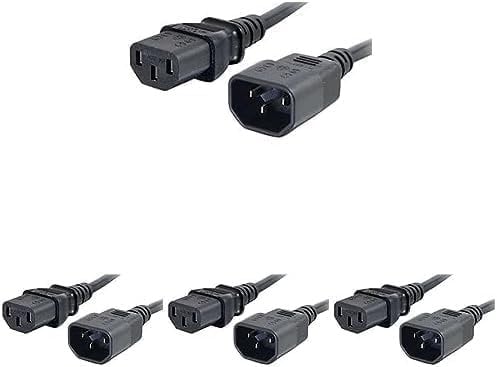 C2G 0.5 Metre 18 AWG Computer Extension Cord (IEC320C13 to IEC320C14) 1.5 Foot Kettle Lead/Power Cable, Black (Pack of 4)