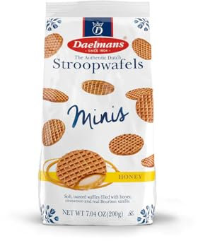 Daelmans Stroopwafels - Mini Waffles de Miel - 25 x 8 gramos en una bolsa con fondo - Auténticos Waffles Holandeses de Miel - Stroopwafels