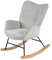 MEUBLE COSY Schaukelstühle Schaukelsessel Schwingstuhl Sessel mit Armlehnen und gepolsterter Sitzfläche für Wohnzimmer Schlafzimmer, Balkon, Metallgestell und Holzkufen, Stoff, Grau, 62x75x87cm
