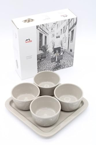 Staub® Lot de 4 bols à dessert en céramique - 21,5 cm x 21,5 cm - Avec chiffon de nettoyage Fiduciashop, TAPAS-SET 4ER