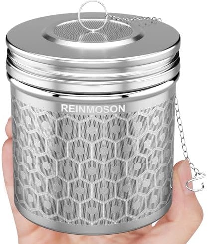 Reinmoson 304 Stainless Steel Extra Large Tea Strainer for Loose Tea, Extra Fine Mesh Tea Infuser & Spice Infuser for Cooking, 3” x 3.2” Tea Diffusers for Loose Tea Black Tea, Rooibos, etc
