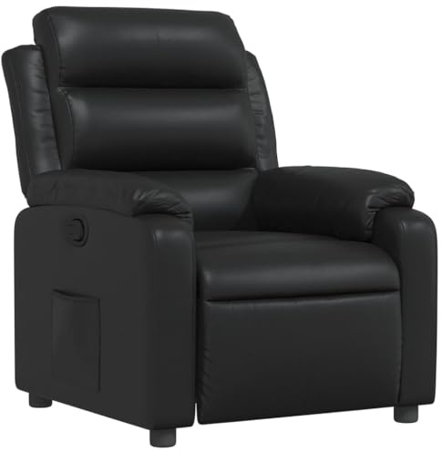 vidaXL Relaxsessel, Sessel mit Liegefunktion, Fernsehsessel Verstellbare Rückenlehne Fußteil, Liegesessel Ruhesessel Polstersessel, Schwarz Kunstleder