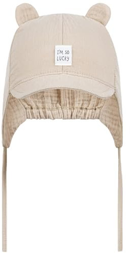 Smarilla Bindemütze Schirmmütze Sommermütze Baby Junge Musselin, Bekleidungsgröße: 46-48, Farbe: Beige