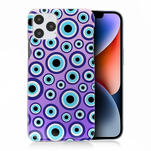 Evil Eye Phone Case For Apple iPhones, 16, 15, 14,13, 12, 11, Pro Max, Mini, XR, SE Purple Evil Eyes Stickerbomb Phone Case, Hard Phone Cover, Evil Eyes Phone Cover