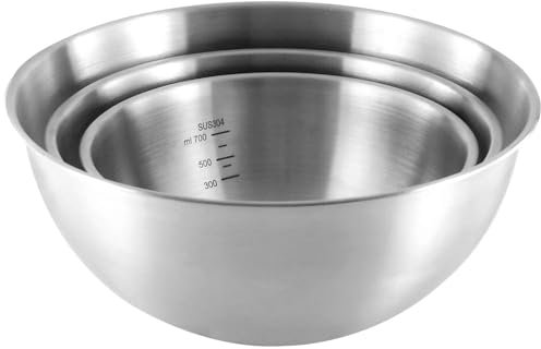Set of 3 Stainless Steel Mixing Bowls with Lid,Salad Bowls,Food Grade Steel, Deep Bowl for No Splashes, Stackable Storage, Dishwasher Safe, Ideal for Mixing, Steaming & Storing