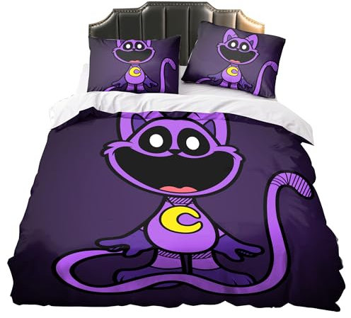 Zhongkaihua Smiling Critters Bettwäsche-Set, Anime-Bettwäsche, Doppelbett, Einzelbett, King-Size, Bettbezug, Kissenbezug, Bett-Set, Zuhause, Schlafzimmer, dekorative Geschenke
