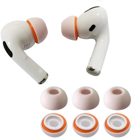 KASOTT Verbesserte Ohrstöpsel aus Memory-Schaum für AirPods Pro 1. und 2. Generation, Bequeme Schaumstoff-Ohrstöpsel, bessere Geräuschunterdrückung, 3 Paar Ersatzspitzen (Orange, Medium)