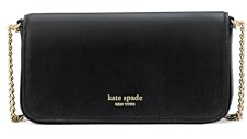 kate spade new york Devin Damengeldbörse aus Saffiano-Leder, mit Klappkette, Schwarz, Einheitsgröße