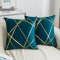Kissenbezug 50 x 50 cm Blaugrün Sofakissen Herbst Kissenbezüg mit Gold Geometrie Linie Kissenhülle Modernes Dekokissen Samt Zierkissen 2er Set für Schlafzimmer Couch Sofa Bett