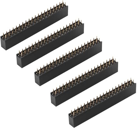 2x20 PCB Header Female Mail 40 Pin Female GPIO Header for Row Straight Socket Pin Strip with 2.54mm Pitch for Prototyping and Breadboard Projects