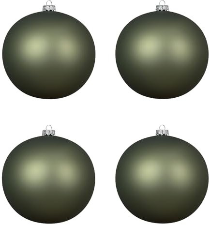 Kaemingk Weihnachtskugeln Glas 10cm mundgeblasen 4er Box - große Christbaumkugeln Weihnachtsbaumkugeln für Weihnachten - Christbaumschmuck & Weihnachtsbaumschmuck Rosmarin matt