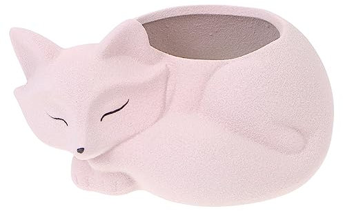 KONTONTY Keramik-Topf Fuchsform Kleine Pflanzendeko Sukkulenten Übertopf Rosa Tierischer Blumentopf Drinnen Dekorativer Pflanzbehälter Für Balkon Garten